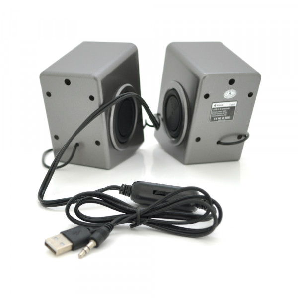 Колонки 2.0 Kisonli T-007 для ПК і ноутбука, USB + 3.5mm, 2x3W, 20Hz- 20KHz, Gray, BOX, Q40