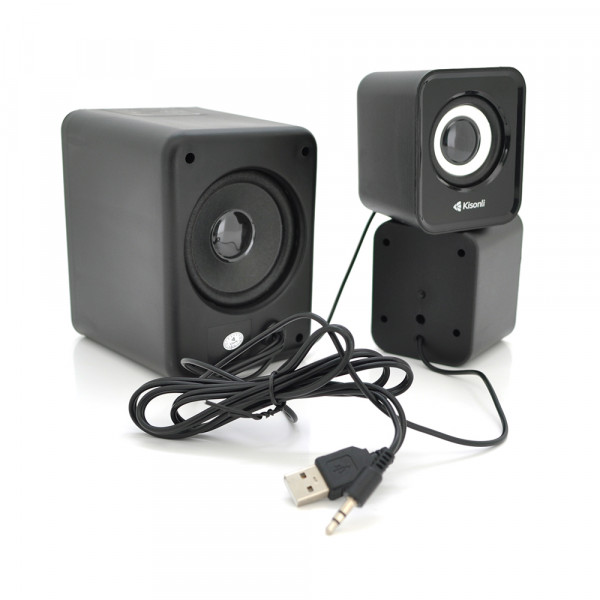Колонки 2.1 Kisonli U-2900BT, для ПК і ноутбука, USB + 3.5mm, 5W + 2x3W, 20Hz- 20KHz, з сабвуфером, bluetooth, Black, BOX, Q40