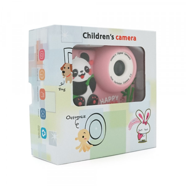 Дитячий фотоапарат M03 Рожева Панда, 2 камери, екран IPS 2-дюйми, Type-C, Pink, BOX