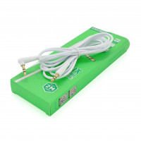 Кабель  iKAKU KSC-522 PUSHENG AUX Audio DC3.5 тато-тато 2.0м, GOLD Stereo Jack, (круглий) White cable, Box