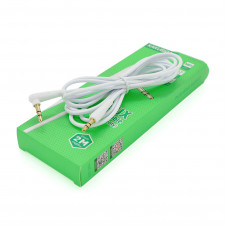 Кабель  iKAKU KSC-522 PUSHENG AUX Audio DC3.5 тато-тато 2.0м, GOLD Stereo Jack, (круглий) White cable, Box