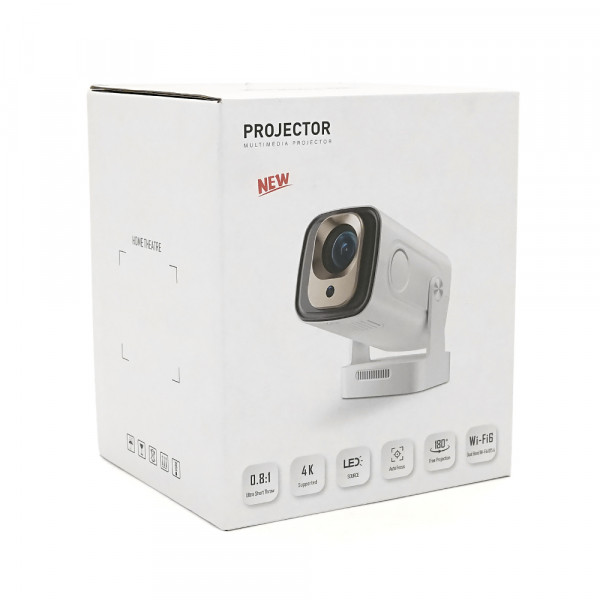 Смарт проектор HY260 PRO, Android 14, 1080p, 200 ANSI, Wi-Fi 2.4+5G, White, Box