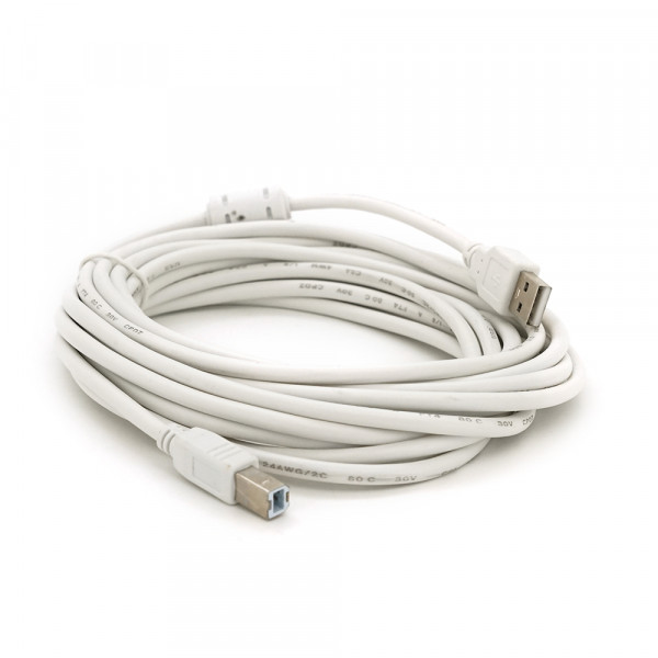 Кабель USB 2.0 AM/BM, 5.0m, 1 ферит, білий