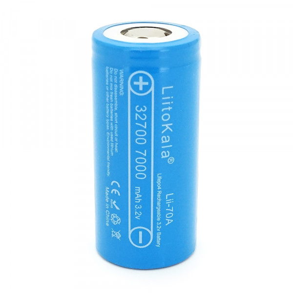 Акумулятор 32700 LiFePO4 LiitoKala Lii-70A, 7000mAh (6500-7000mAh, 30A, 3.2V (2.5-3.65V), Blue, PVC