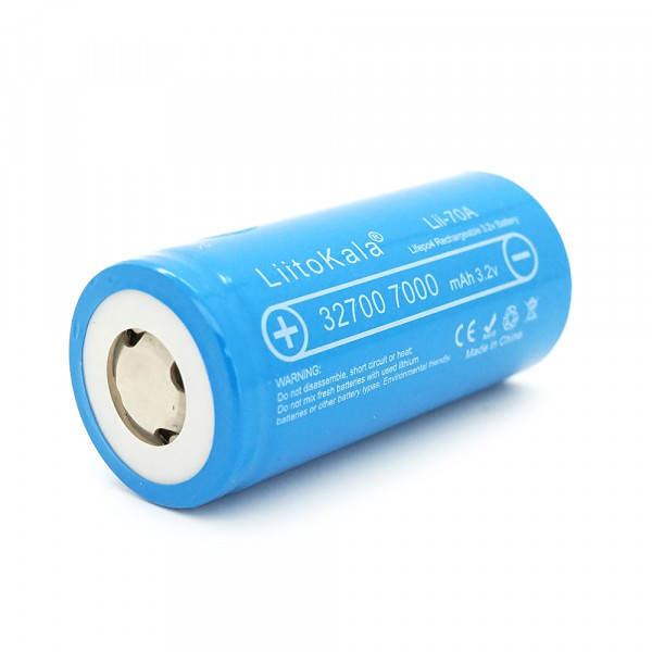 Акумулятор 32700 LiFePO4 LiitoKala Lii-70A, 7000mAh (6500-7000mAh, 30A, 3.2V (2.5-3.65V), Blue, PVC
