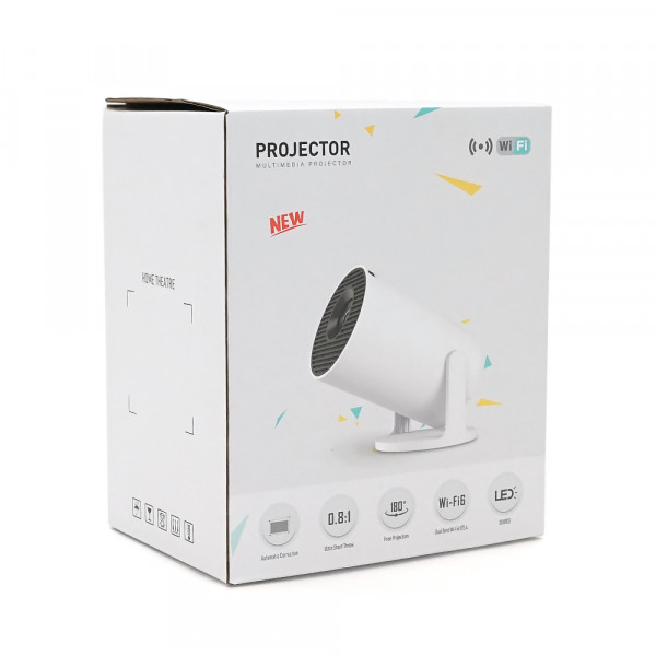 Смарт проектор HY300 PRO+, Android 14, 720p, 180 ANSI, Wi-Fi 2.4+5G, White, Box
