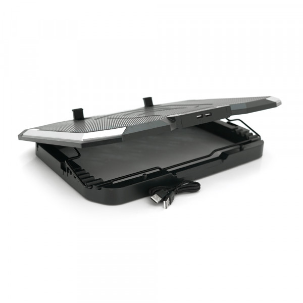Підставка під ноутбук IceCoorel K10, 10-17", 8 * 70mm, корпус пластик + алюміній, 2xUSB2.0 + LCD, 410x297x40mm, RGB, Box, Q10