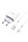 Набір СЗУ 110-240V HOCO C81A 1xUSB+ кабель Micro, 2.1A, кабель 1м, White, Blister