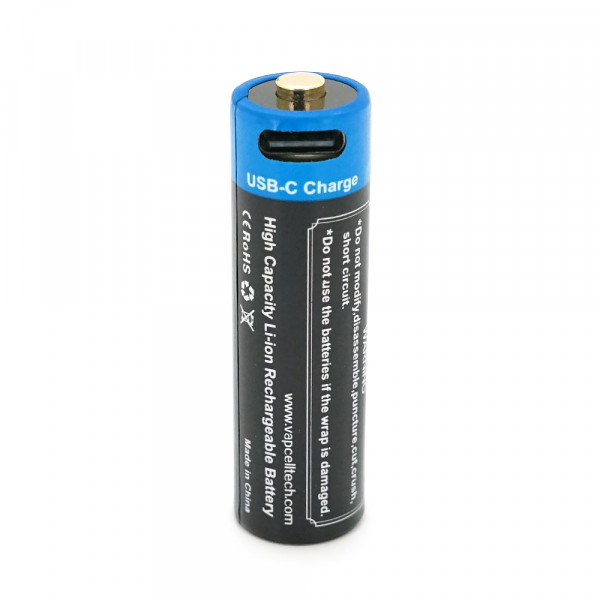 Акумулятор 14500 Li-Ion Vapcell P1422A, 2250mAh, 1.5V AA 3.4Wh, USB type-c