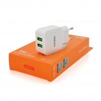 СЗУ AC100-240V KAKUSIGA KSC-408 OUQI, 2xUSB, 2.4A, White, Box
