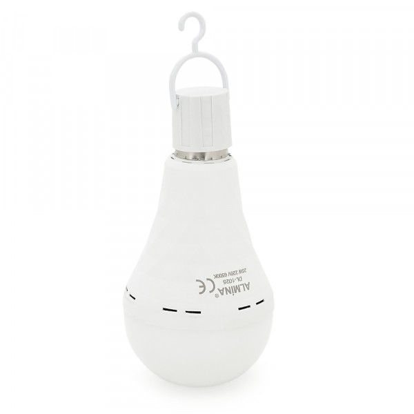 Лампочка з акумуляторами ALMINA DL-1025, 220-240V, до 2 годин роботи, 4 години зарядки, 25W(250W), E27, 2700Лм, 6500K, Box
