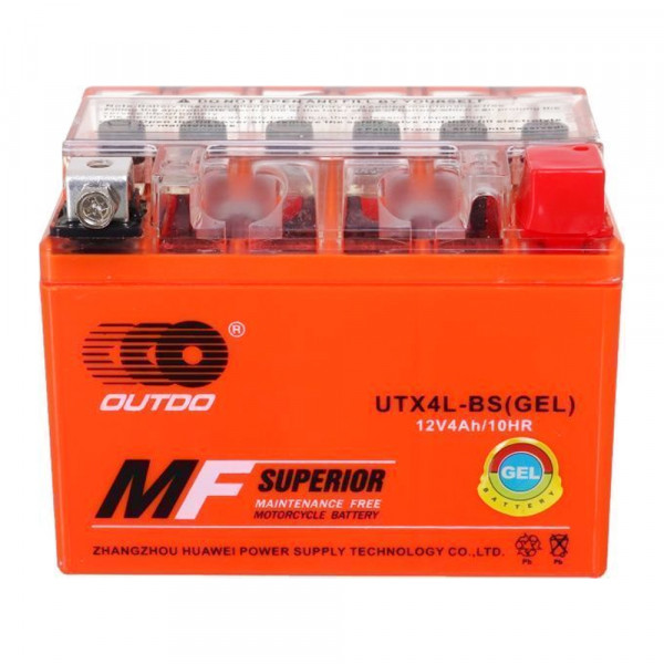Мотоакумулятор OUTDO (Maxion) UTX4L-BS GEL, 12V 4 Ah (113 х 70 х 85), Orange, Q10