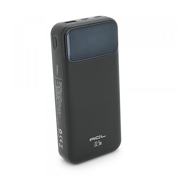 Powerbank ACL PW-117 20000mAh, PD22.5W, 1xUSB+2xUSB-C, 3 кабелі (USBType-C/Lighting), 0.47кг, Black/White, Box