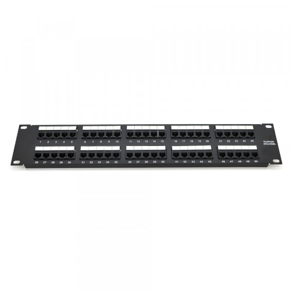 Патч-панель телефонна 50 портів UTP DUAL кат 3 19" не екранована, Black