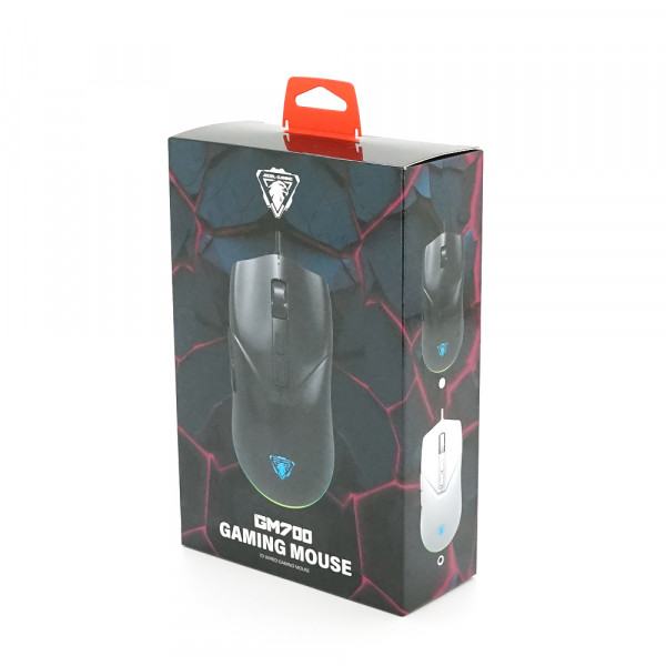 Миша провідна JEDEL GM700, 7 кнопок, 1200/1800/2400/3600DPI, кабель 1,5 м. RGB підсвічування. 120х74х40мм. White. Box