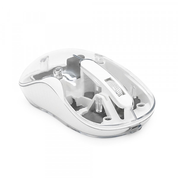 Миша бездротова JEDEL WD141T-W, 1200, 2.4 GHz+Bluetooth 5.0, 3.7V 300mAh, Type-C заряджання. 109x60x32 мм. 69 р. Transparent-White, Box