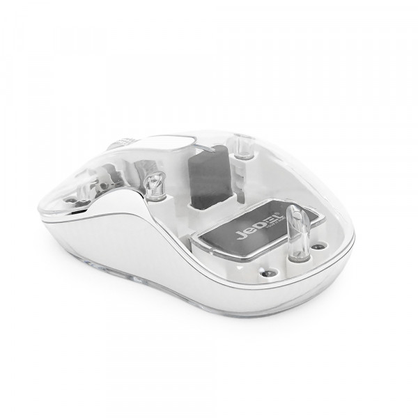 Миша бездротова JEDEL WD141T-W, 1200, 2.4 GHz+Bluetooth 5.0, 3.7V 300mAh, Type-C заряджання. 109x60x32 мм. 69 р. Transparent-White, Box
