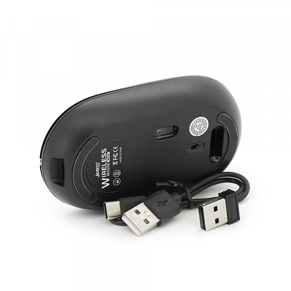 Миша бездротова JEDEL WD133, 800/1200/1600DPI, 2.4 GHz+Bluetooth 5.0, 3.7V 400mAh, Type-C заряджання. 105x60x34 мм. Black. Box
