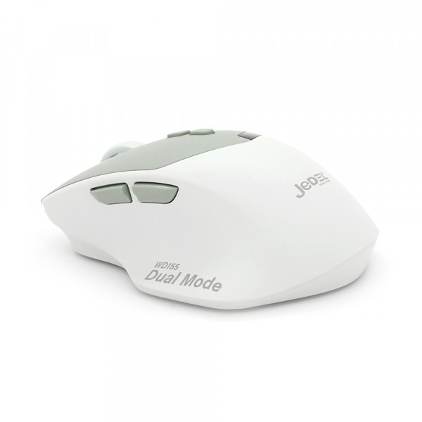 Миша бездротова JEDEL WD155, 1000/1600/2000DPI, 2.4 GHz+Bluetooth 5.0, 3.7V 500mAh, Type-C заряджання. 109x71x42 мм. 80 г. Green, Box