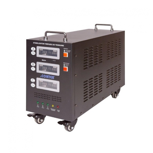 Стабілізатор напруги Conter MSER-15KVA/12KW- 400V-V2 трифазний, сервопривід, монтажу підлоги, LED дисплей, діапазон 225-450V, AC400±3%, колодка, 416x219x352 mm, 33.8kg