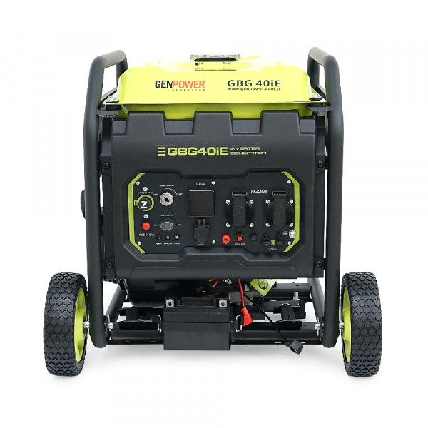 Генератор інверторний БЕНЗИНОВИЙ GENPOWER GBG 40IE 3.2kW (4kVA), однофазний, 230V, 50Hz, DC12V. об'єм 10.0л. витрата 0,374 Lt/kWtt, стартер (без АКБ), 530 * 440 * 540mm.31kg.