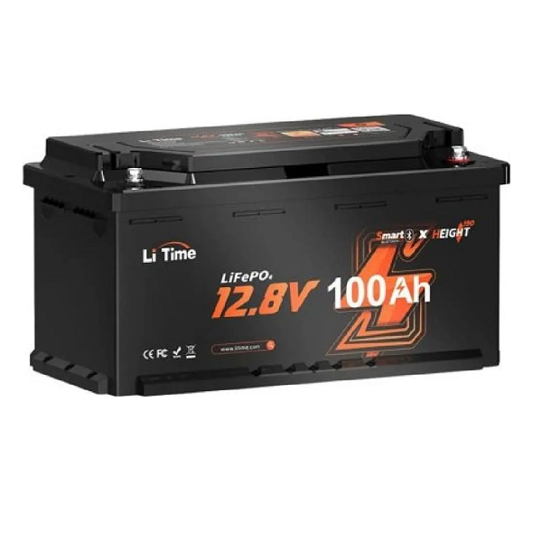 Акумуляторна батарея Li-TIME LiFePO4 12.8V 100Ач 1280Wh Bluetooth, 4000Cycles, BMS100A, ≤40mΩ, IP65, L358*B177*H188 mm, 9.9 kg