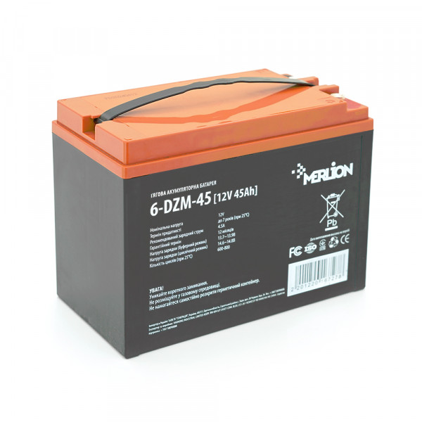 Тягова акумуляторна батарея  AGM MERLION 6-DZM-45, 12V 45Ah M5  (222*1211*175)