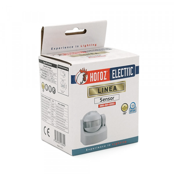 Датчик руху + сутінковий LINEA 1000W 220-240V IP44 180 градусів. 95х85х70мм білий