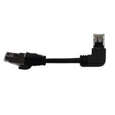 Патч-корд литий FTP, RJ45(прямий/кутовий), екранований, FTP5e 0.125m, patch D=4.9mm AWG28 1x90° CU, чорний, Q200