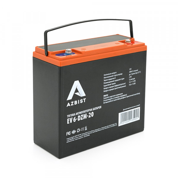 Тягова акумуляторна батарея AGM AZBIST 6-DZM-20, 12V 20Ah M4 (181х77х167 мм)  Q3