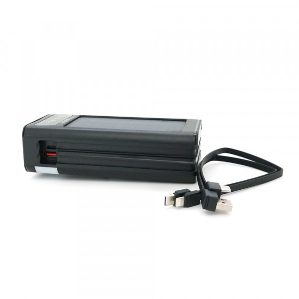 Powerbank 7GO GPW-09 30000mAh, Solar, 22.5W, Li-pol, LCD Display, Вхід:Type-C, Виходи: 2xUSB Type-C, 4xUSB Type-A, кабелю T-C/Ligh, 0,70, Black, Box