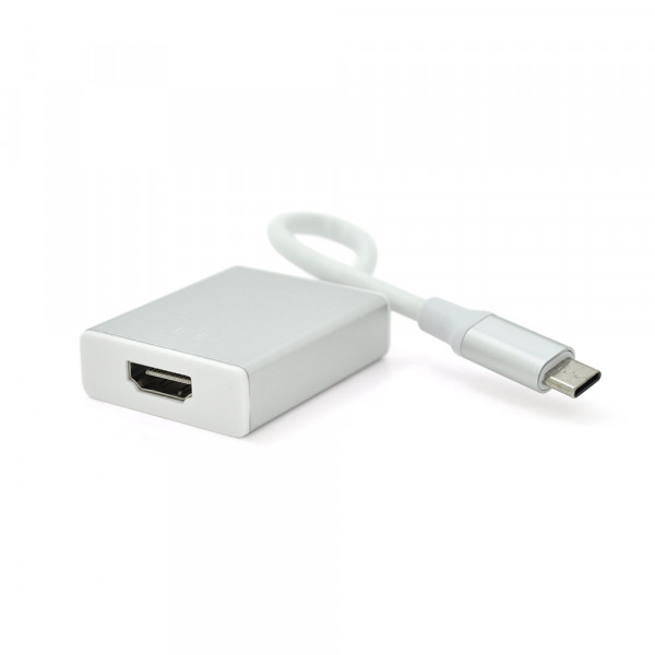 Конвертер Type-C (тато) на HDMI (мама) 10cm, Silver, 4K / 2K, Пакет