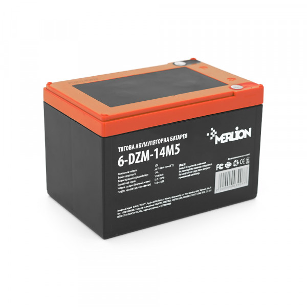 Тягова акумуляторна батарея AGM MERLION 6-DZM-14, 12V 14Ah M5 (151х98х104 мм) Q3