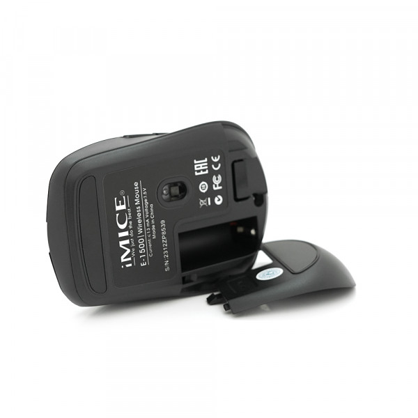 Миша бездротова iMICE E-1500, 6 кнопок, 800/1200/1600 DPI, 2.4Ghz 10м, Windows XP/Vista/Win7/8/10 Mac OS X, Rechargable, Black, BOX, Q100