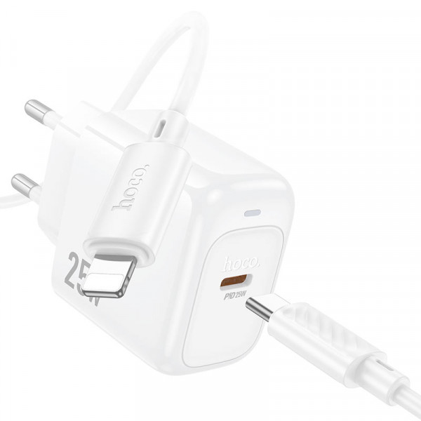 Набір СЗУ HOCO CS53A+ кабель Туре-С/Lighting, 1xUSB-C, PD25W, White, Box