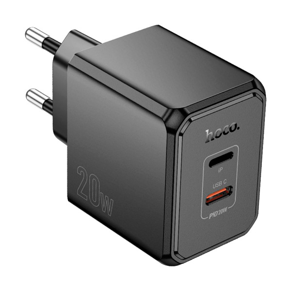 Набір СЗУ HOCO CS16A+ кабель Туре-С/Lighting, 1xUSB-C+1xLighting, PD20W, Black, Box