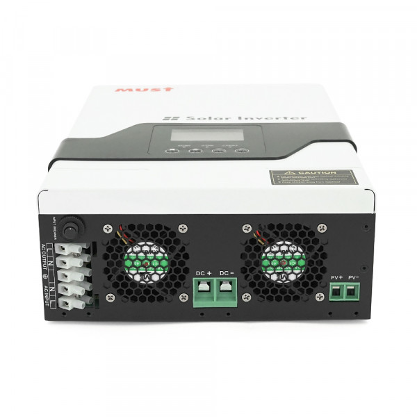 Гiбрiдний ДБЖ  MUST PV18-1012VPM, 1000W, 12V, ток заряда 10-20A, 170-280V, MPPT (60А, 105 Vdc), 225*355*92 мм, 5.5 кг
