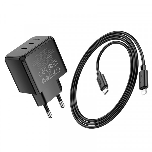 СЗУ HOCO CS16A, 1xUSB-C+1xLighting, PD20W, Black, Box