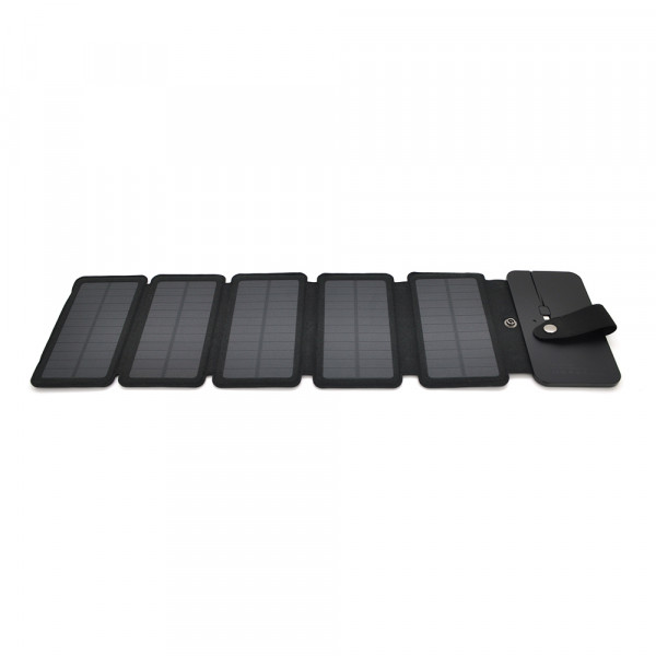Solar panel 5 Foldings, built-in microUSB cable, Output: 5 /1,2 А(USB), plastic, Black, Corton box