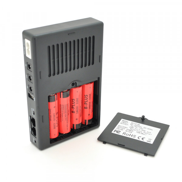 ДБЖ UPS-18W DC1018P YT45454 для роутерів/комутаторів/PON/POE-430, 5//9/12V, 1A, 12800MAh(знімні 4*3200MAh), Black, BOX