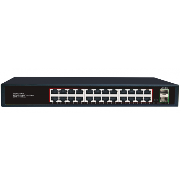 Комутатор Merlion MG1024S 24 портів RJ45 Ethernet + 2 SFP 10/100/1000 Мбіт/сек. метал AC220V.