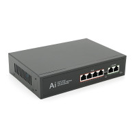 POE комутатор гігабітний Merlion 4 POE 10/100/1000 + 2 RJ45 10/100/1000 вбудований блок живлення 52V 1.25A