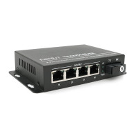 4х портовий медіаконвертор ONV-0110S-SCX-S4-B, 4*100М RJ45 + 1*SC порт (1310/1550nm, 20km)