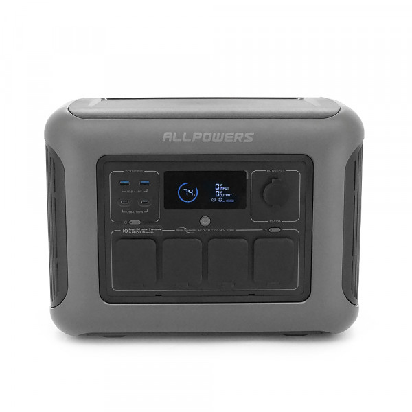Power station ALLPOWERS R1500 LITE APP Control, Wi-Fi, Bluetooth, 1600W, 1056Wh LiFePO4 3500Cycles, MPPT 650w max, CAR port, DC12/24V, 4хAC 220V, 2xUSB-TYPE-C 100W, 2xUSB-A 18W, XT60, wireless 2*30W, Fast charge 60min, 413×312×265mm, 16,7kg