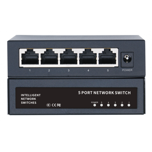 Комутатор Merlion MG1005 5 портів Ethernet 10/100/1000 Мбіт/сек. метал, DC 5V 2A. Блок живлення у комплекті