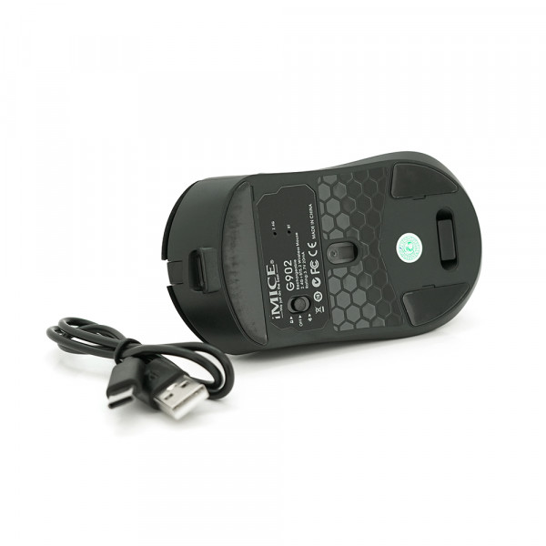 Миша бездротова iMICE G-902, 6 кнопок, 1000/2000/3000 DPI, 2.4Ghz, Bluetooth 10м, Windows XP/Vista/Win7/8/10 Mac OS X, Rechargable, Black, BOX, Q100