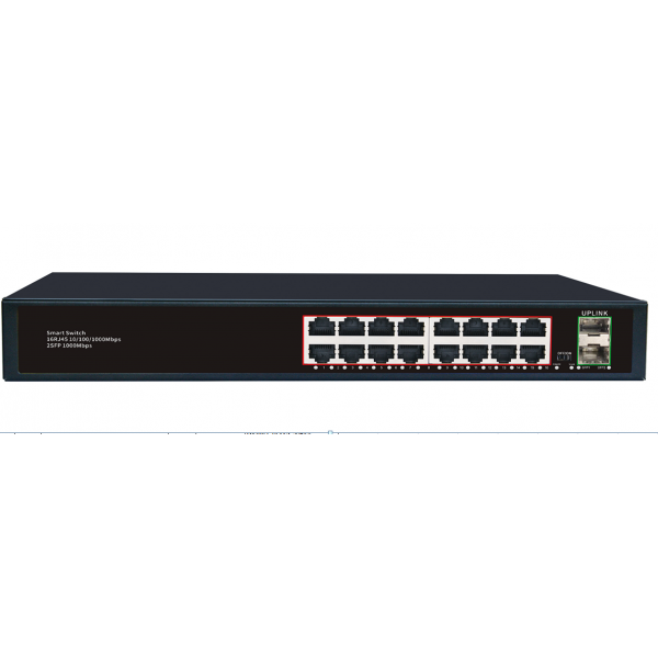 Комутатор Merlion MG1016S 16 портів RJ45 Ethernet + 2 SFP 10/100/1000 Мбіт/сек. метал AC220V.