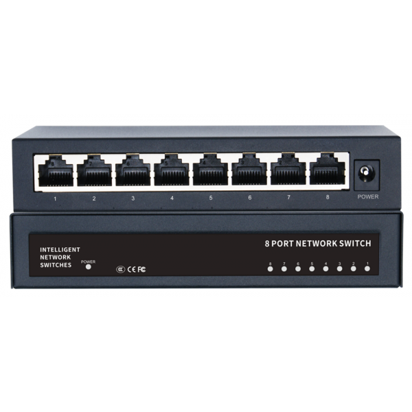 Комутатор Merlion MG1008 8 портів Ethernet 10/100/1000 Мбіт/сек. метал DC 5V 2А. Блок живлення у комплекті
