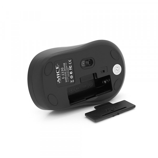 Миша бездротова iMICE E-2330, 4 кнопки, 800/1200/1600 DPI, 2.4Ghz 10м, Win7/8/10 Mac OS, 2*AAA, Black, COLOR BOX, Q50