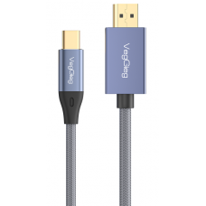 Кабель VEGGIEG V-Z637 Type-C (папа)/Display Port(папа), 8K, 2м, Black-gray